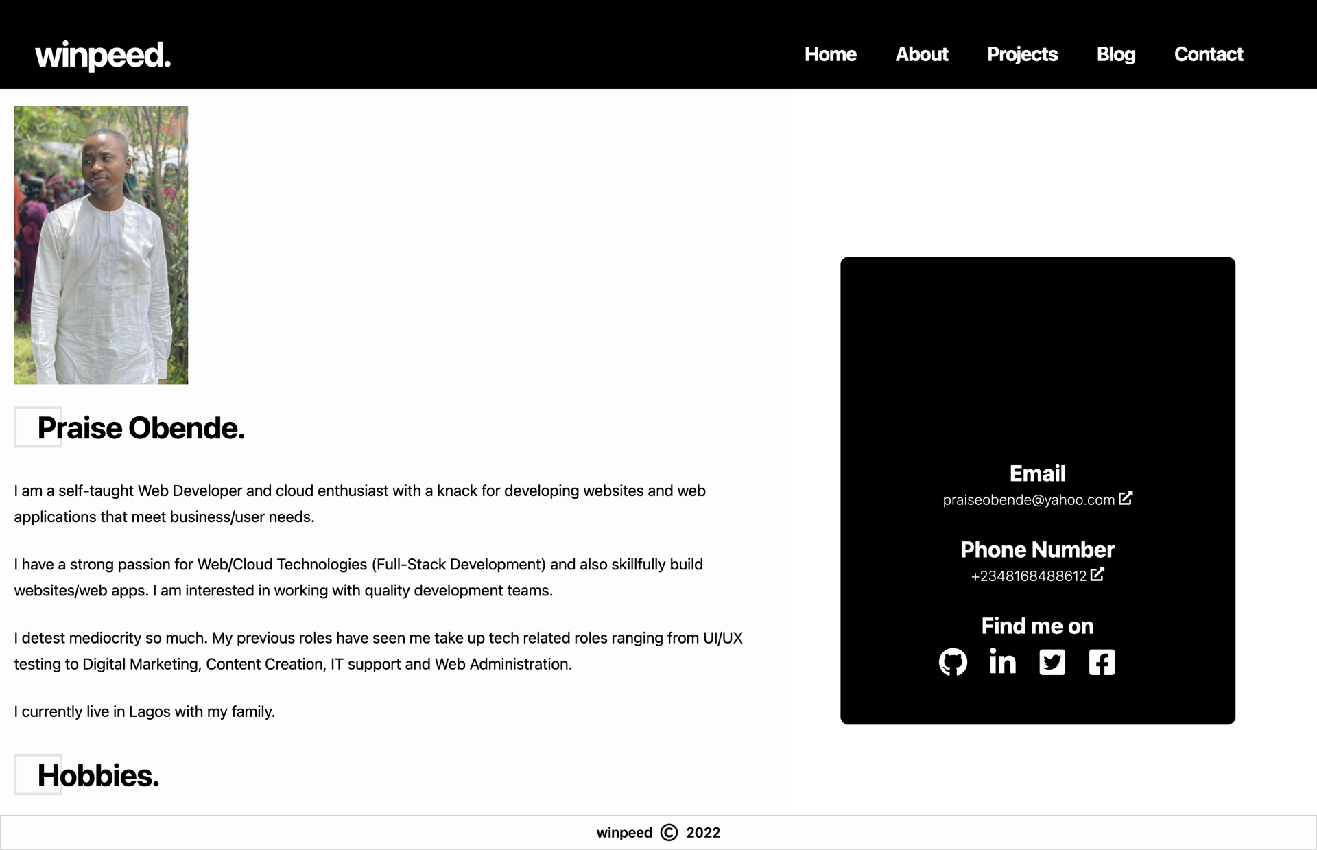 Home page for old website