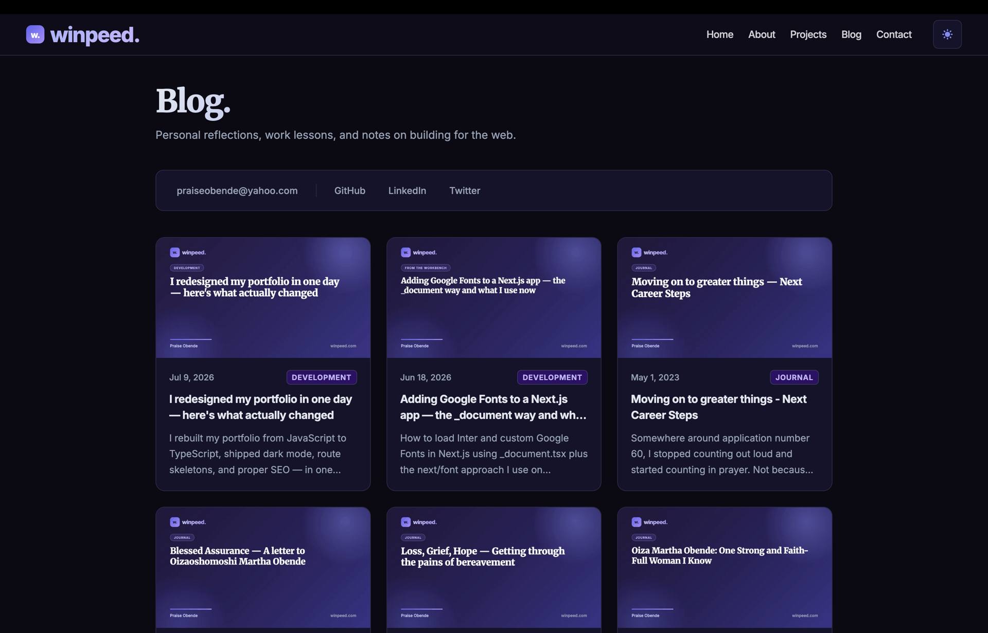 Dark mode - blog page