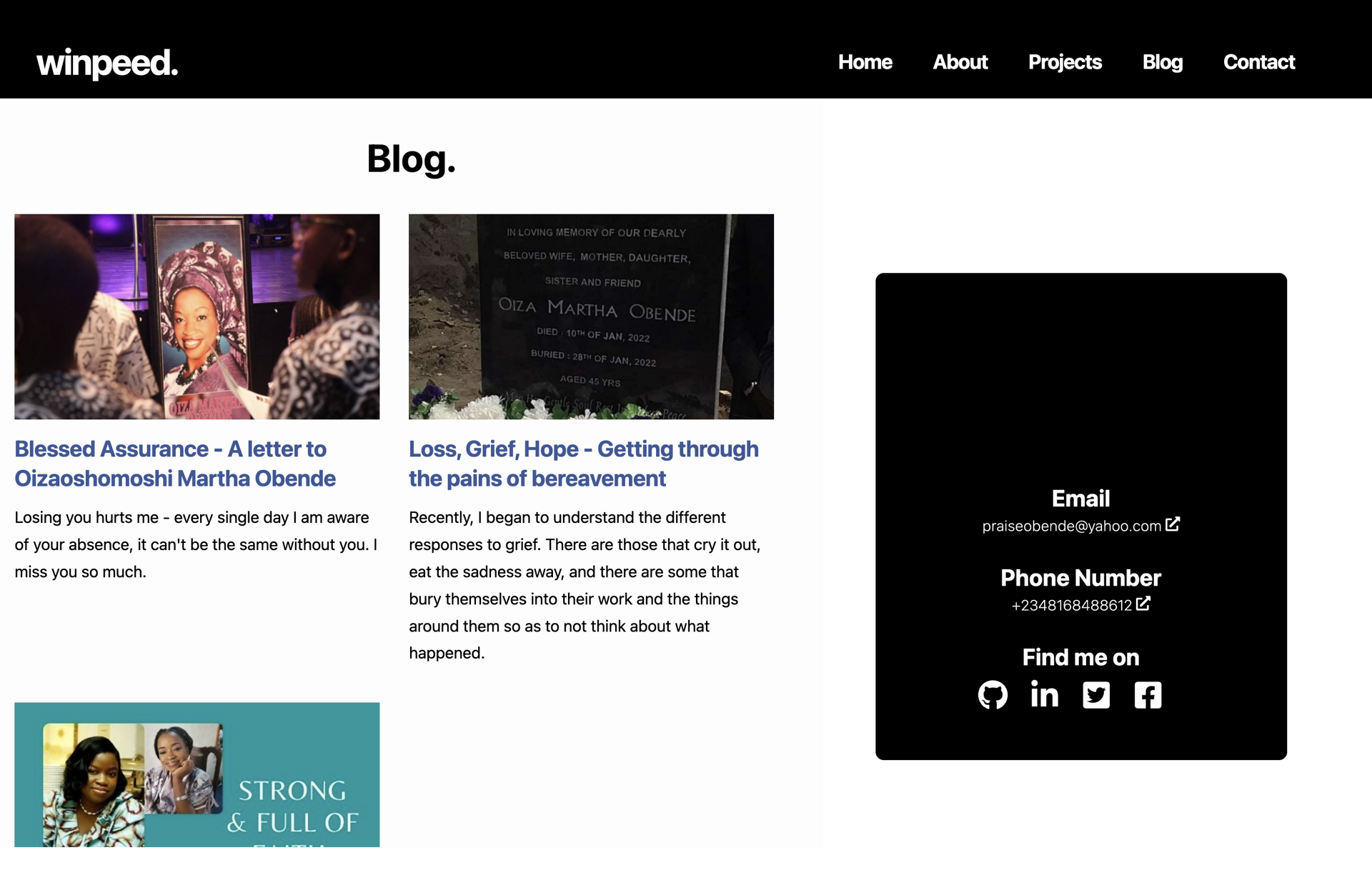 Blog page for old website